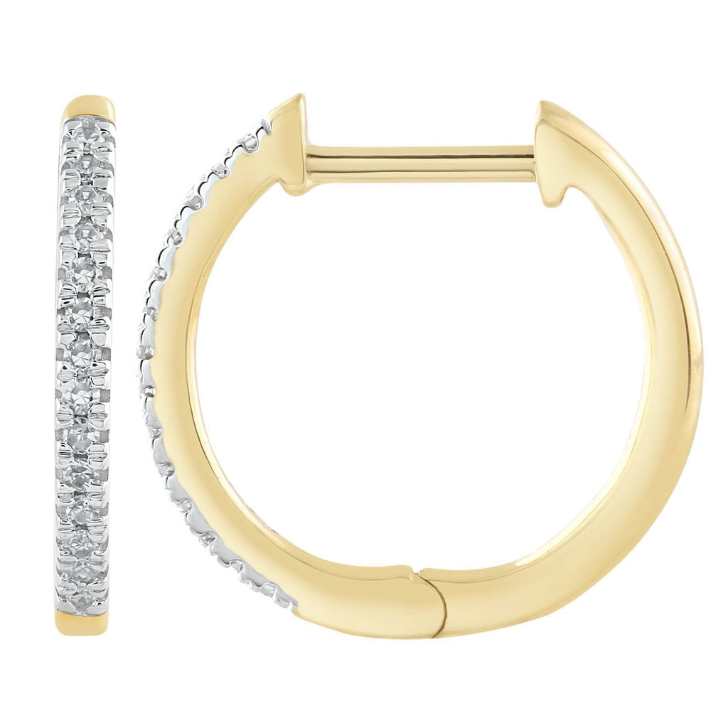 Huggie Earrings with 0.08ct Diamonds in 9K Yellow Gold - Penelope Kate