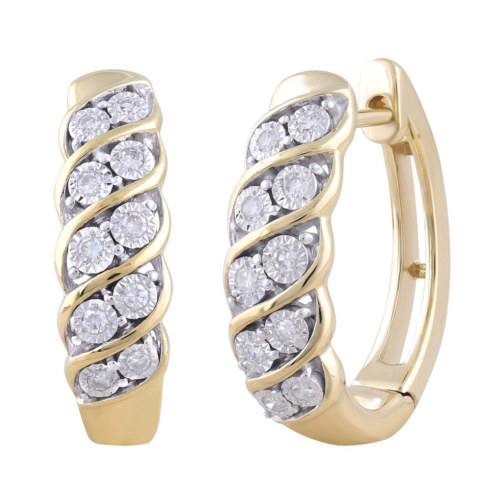 Huggie Earrings with 0.15ct Diamond in 9K Yellow Gold - Penelope Kate