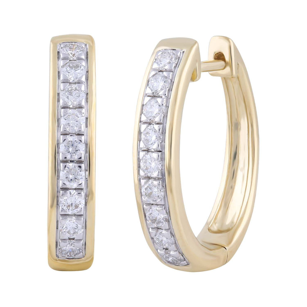 Huggie Earrings with 0.53ct Diamond in 9K Yellow Gold - Penelope Kate