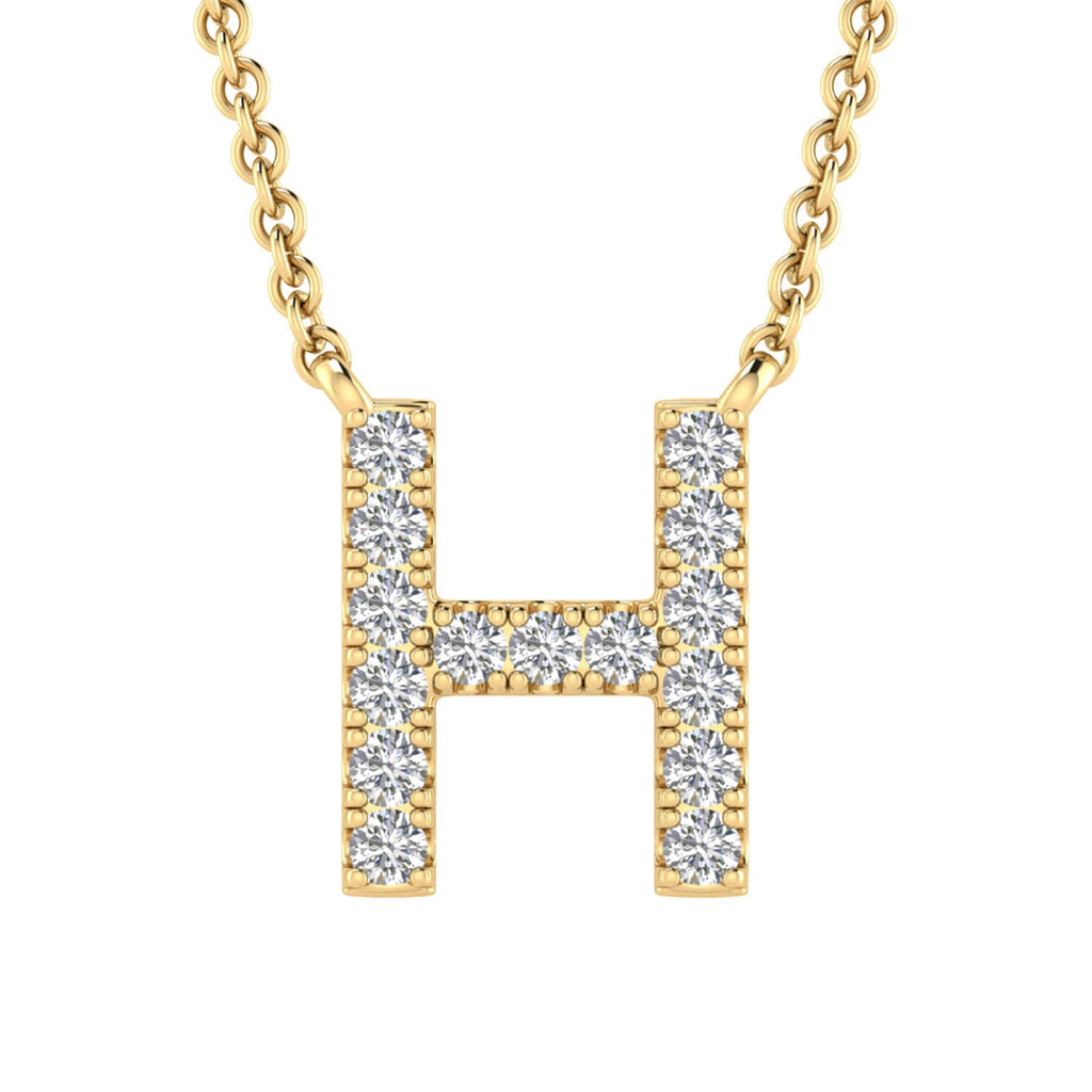 Initial 'H' Necklace with 0.09ct Diamonds in 9K Yellow Gold - PF-6270-Y - Penelope Kate