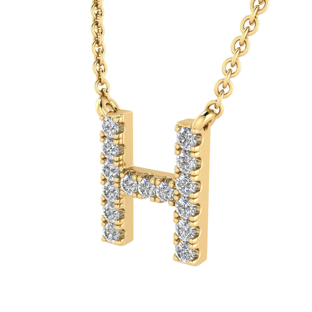 Initial 'H' Necklace with 0.09ct Diamonds in 9K Yellow Gold - PF-6270-Y - Penelope Kate