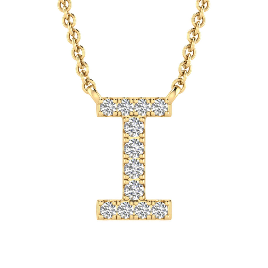 Initial 'I' Necklace with 0.06ct Diamonds in 9K Yellow Gold - PF-6271-Y - Penelope Kate