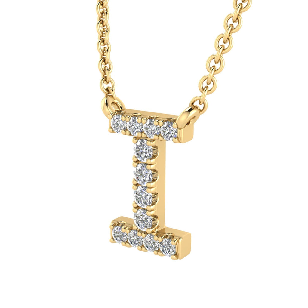 Initial 'I' Necklace with 0.06ct Diamonds in 9K Yellow Gold - PF-6271-Y - Penelope Kate