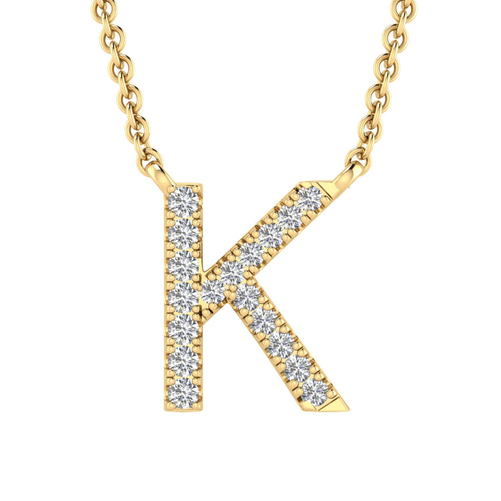 Initial 'K' Necklace with 0.06ct Diamonds in 9K Yellow Gold - PF-6273-Y - Penelope Kate