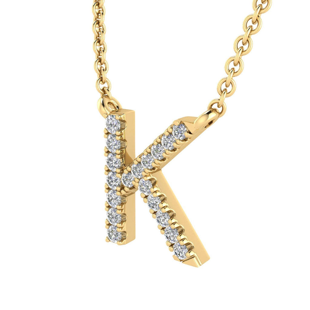 Initial 'K' Necklace with 0.06ct Diamonds in 9K Yellow Gold - PF-6273-Y - Penelope Kate