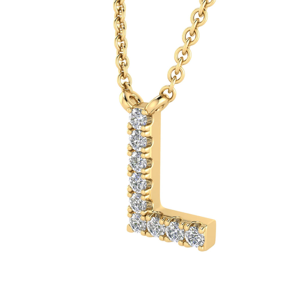 Initial 'L' Necklace with 0.06ct Diamonds in 9K Yellow Gold - PF-6274-Y - Penelope Kate