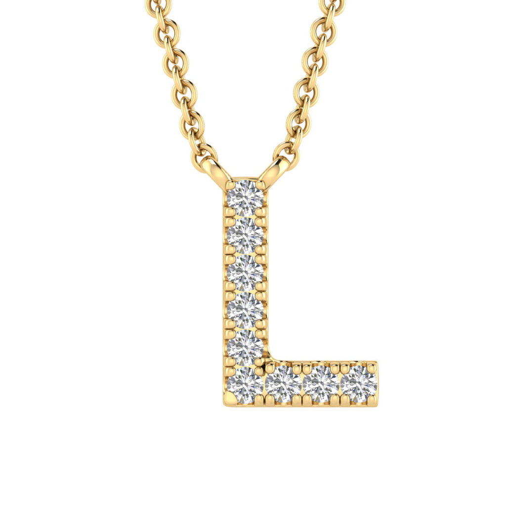 Initial 'L' Necklace with 0.06ct Diamonds in 9K Yellow Gold - PF-6274-Y - Penelope Kate