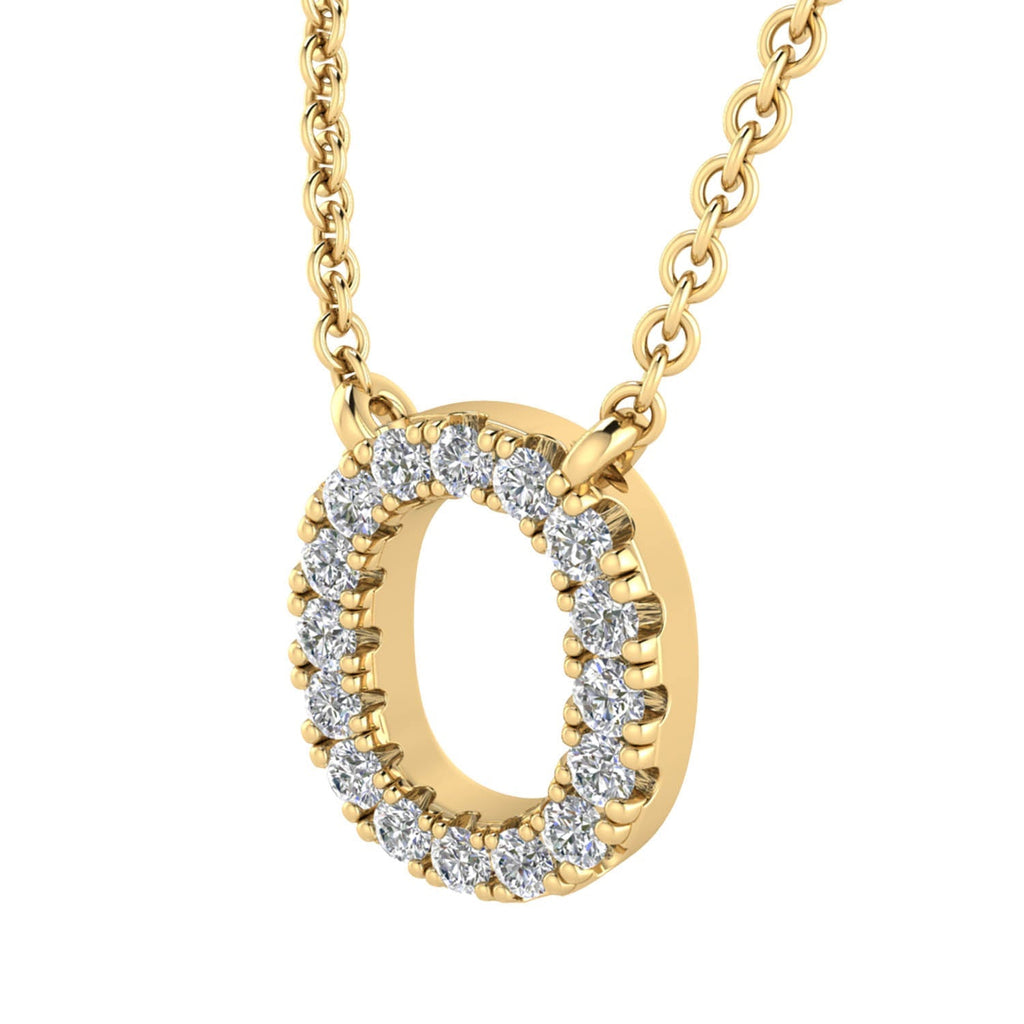 Initial 'O' Necklace with 0.09ct Diamonds in 9K Yellow Gold - PF-6277-Y - Penelope Kate