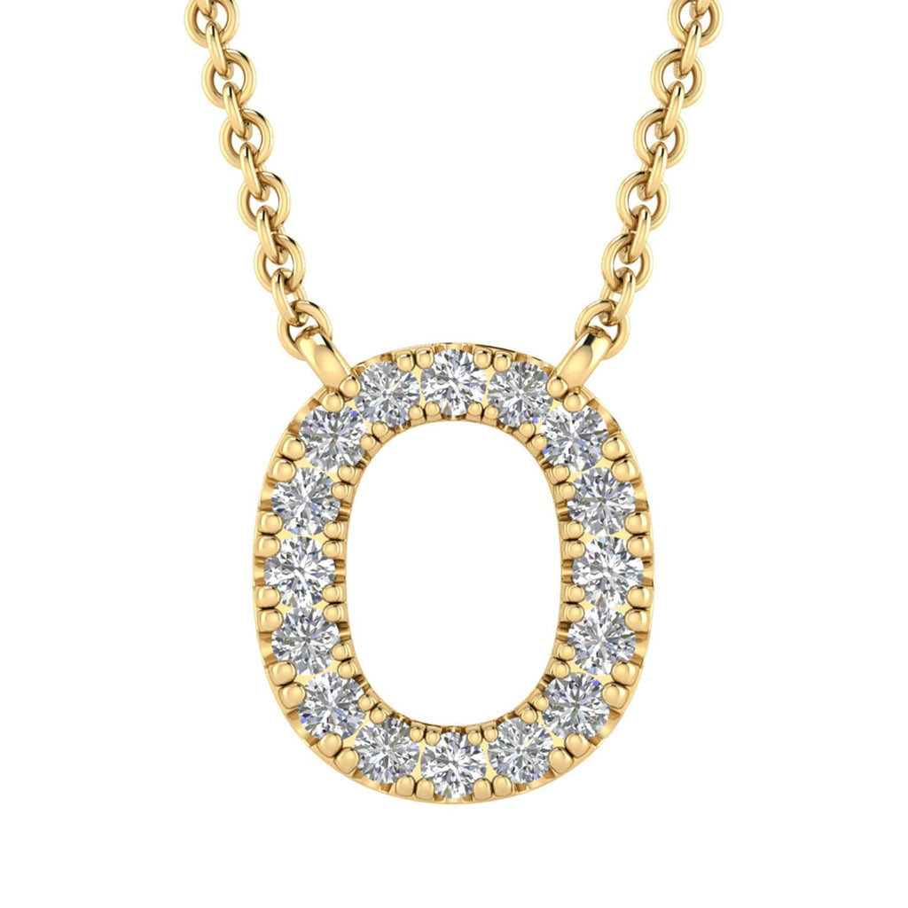 Initial 'O' Necklace with 0.09ct Diamonds in 9K Yellow Gold - PF-6277-Y - Penelope Kate