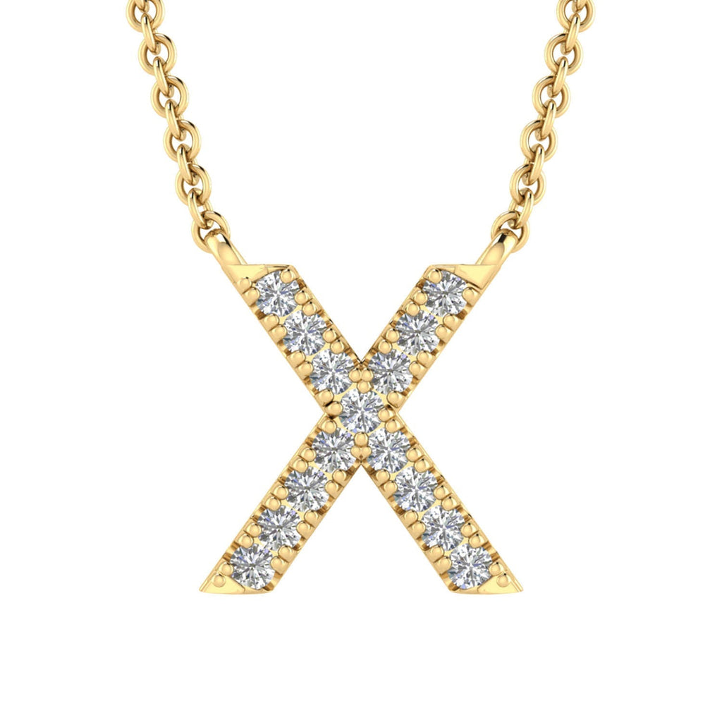 Initial 'X' Necklace with 0.06ct Diamonds in 9K Yellow Gold - PF-6286-Y - Penelope Kate