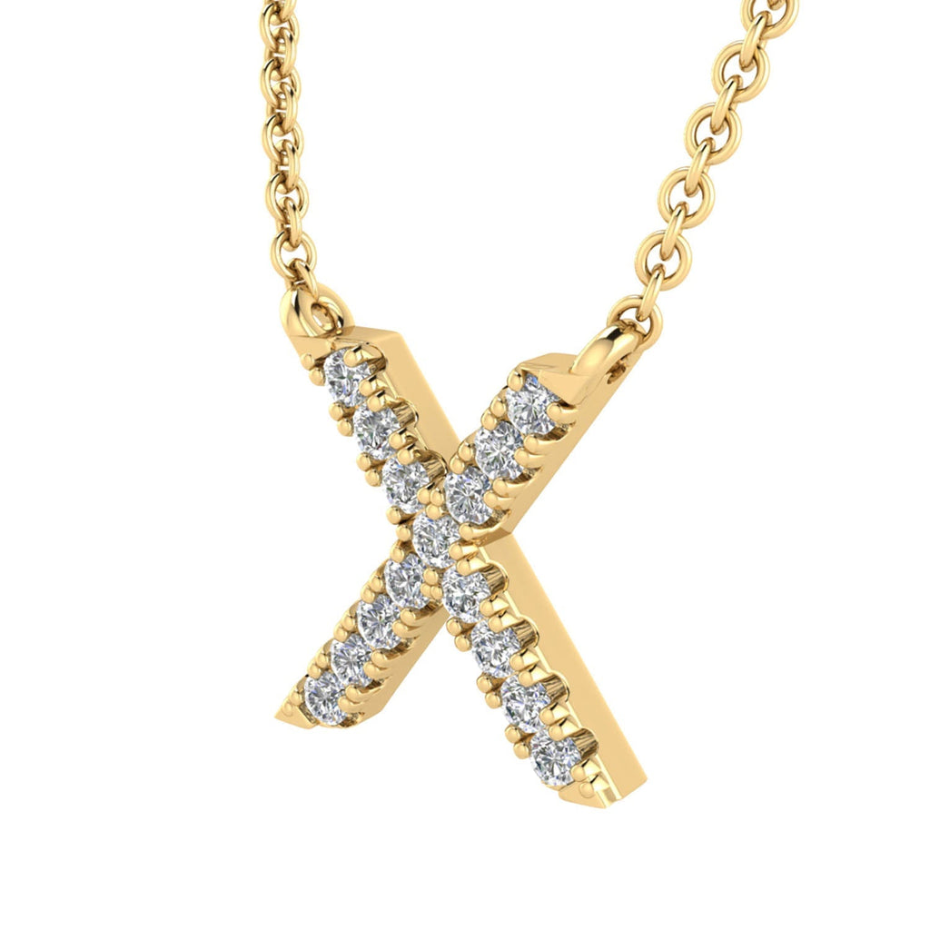 Initial 'X' Necklace with 0.06ct Diamonds in 9K Yellow Gold - PF-6286-Y - Penelope Kate