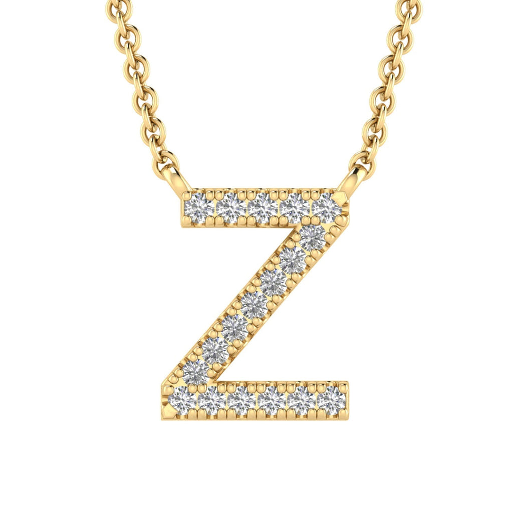 Initial 'Z' Necklace with 0.06ct Diamonds in 9K Yellow Gold - PF-6288-Y - Penelope Kate