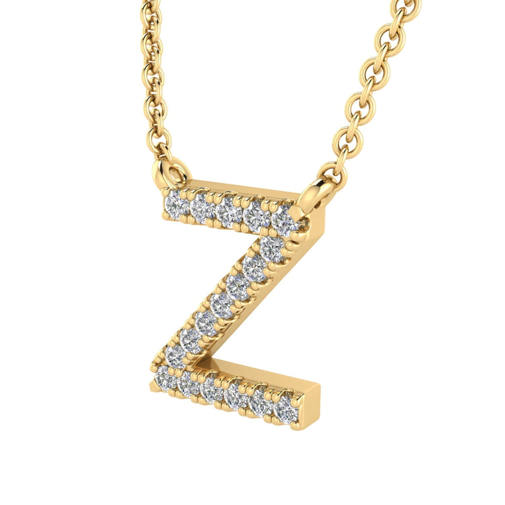 Initial 'Z' Necklace with 0.06ct Diamonds in 9K Yellow Gold - PF-6288-Y - Penelope Kate