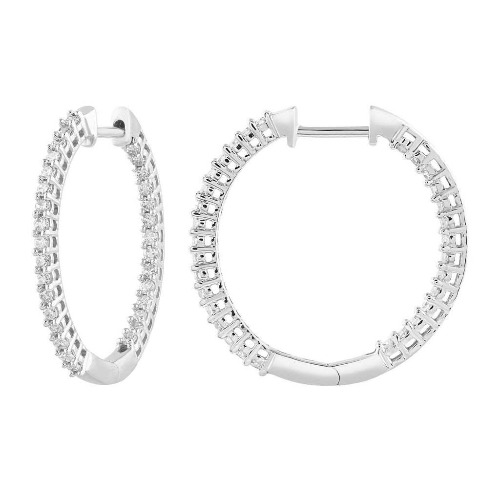 Inside Out Hoops with 0.25ct Diamonds in 9K White Gold - Penelope Kate