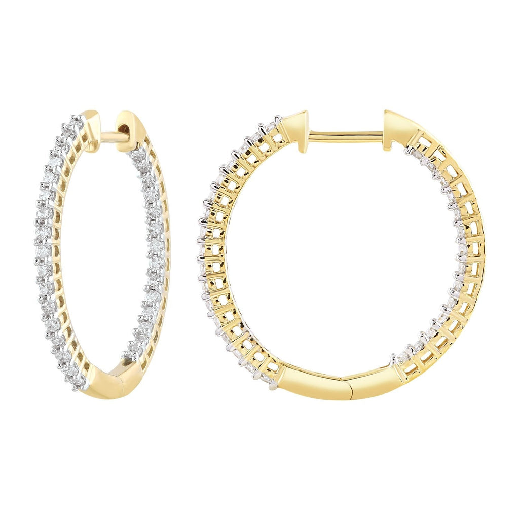 Inside Out Hoops with 0.25ct Diamonds in 9K Yellow Gold - Penelope Kate