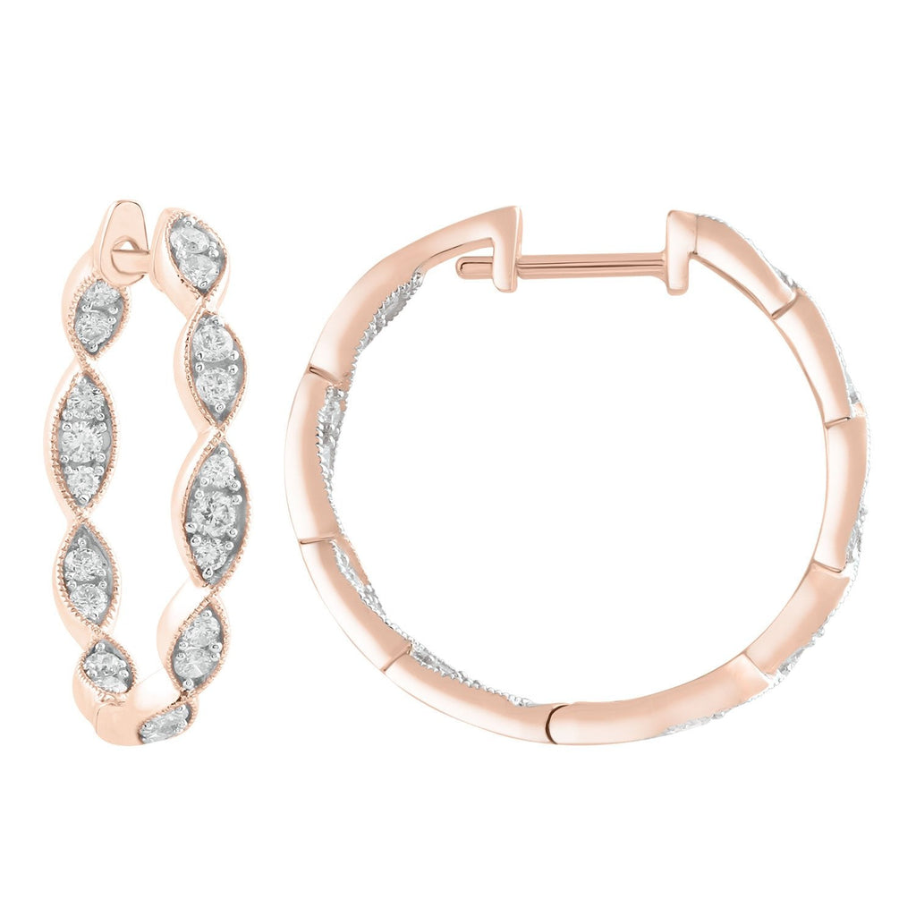 Inside Out Hoops with 0.50ct Diamonds in 9K Rose Gold - Penelope Kate