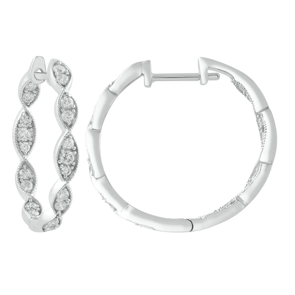 Inside Out Hoops with 0.50ct Diamonds in 9K White Gold - Penelope Kate