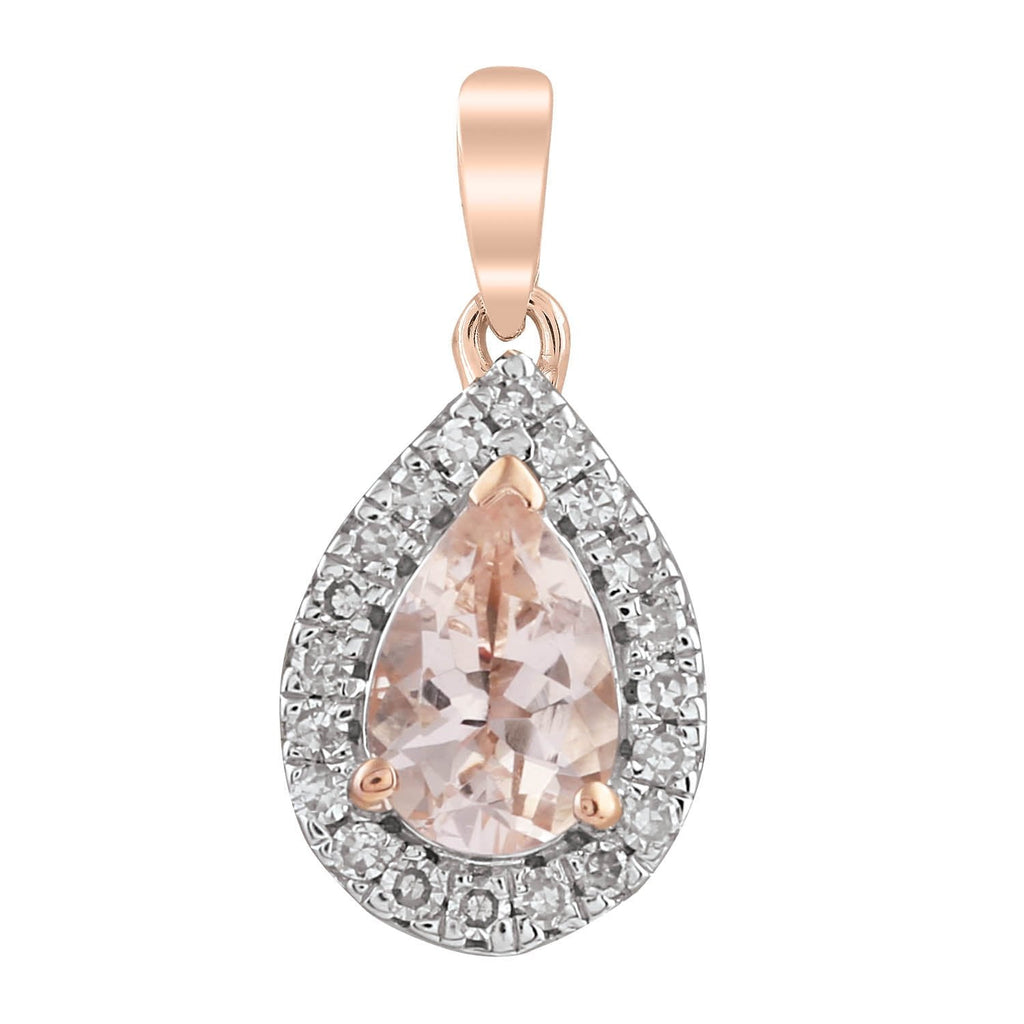 Morganite Pendant with 0.07ct Diamonds in 9K Rose Gold - Penelope Kate