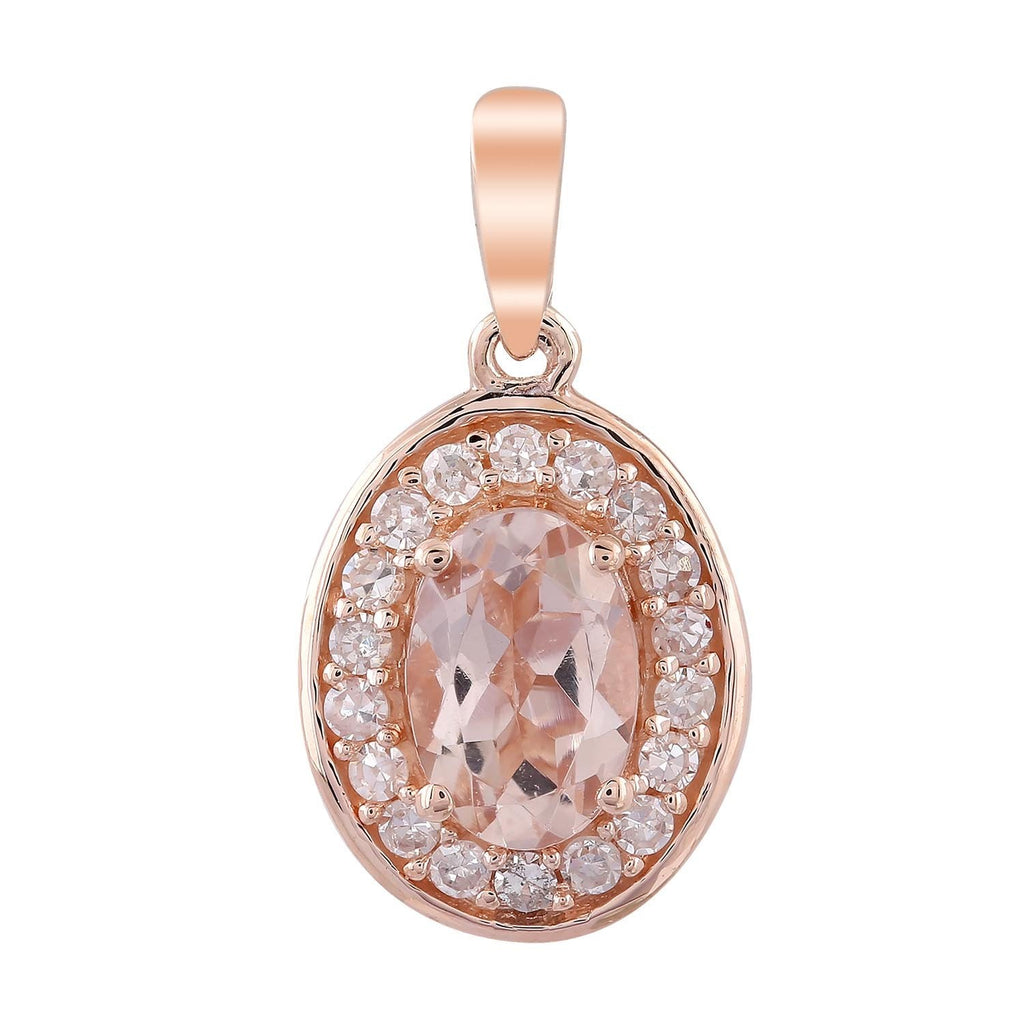 Morganite Pendant with 0.10ct Diamonds in 9K Rose Gold - Penelope Kate