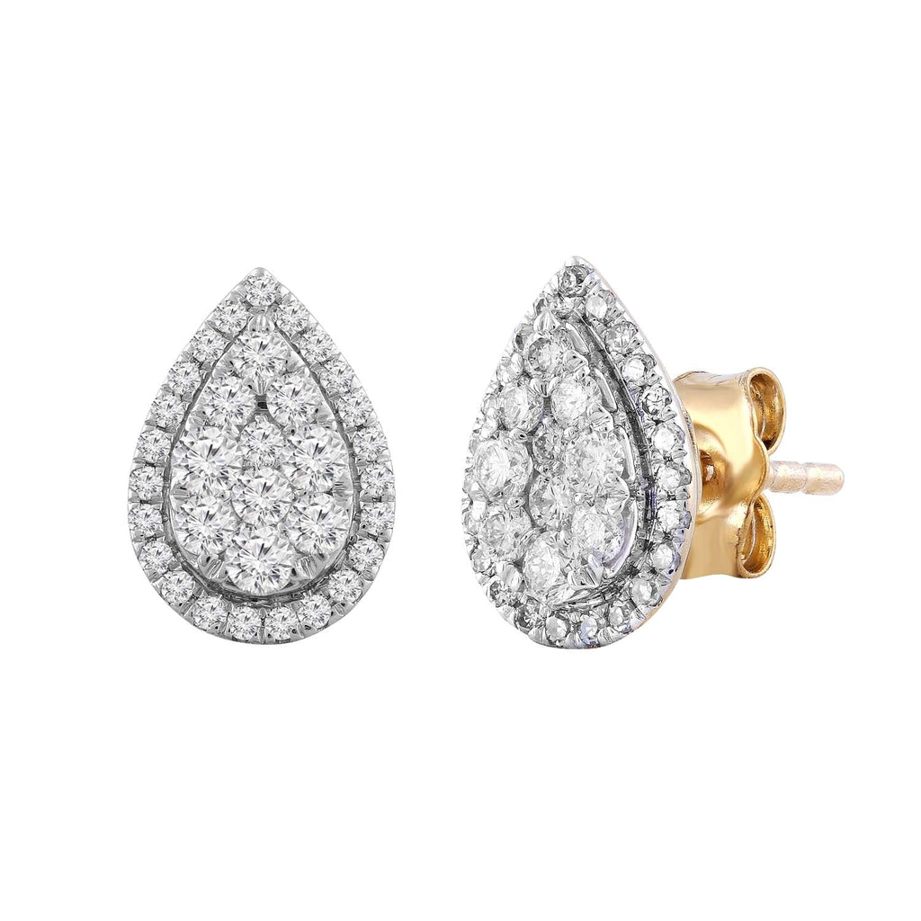 Pear Stud Earrings with 0.50ct Diamond in 9K Yellow Gold - Penelope Kate