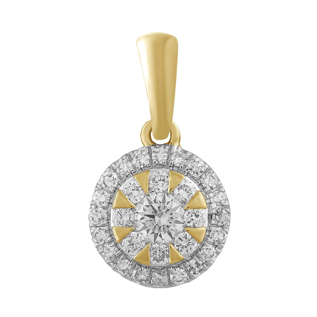 Round Pendant with 0.20ct Diamond in 9K Yellow Gold - Penelope Kate