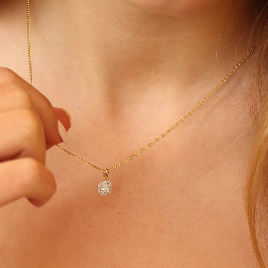 Round Pendant with 0.20ct Diamond in 9K Yellow Gold - Penelope Kate