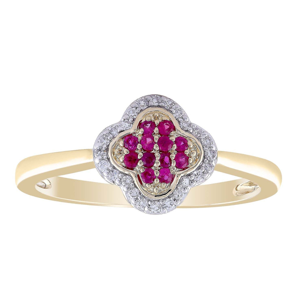 Ruby Ring with 0.07ct Diamond in 9K Yellow Gold - Penelope Kate