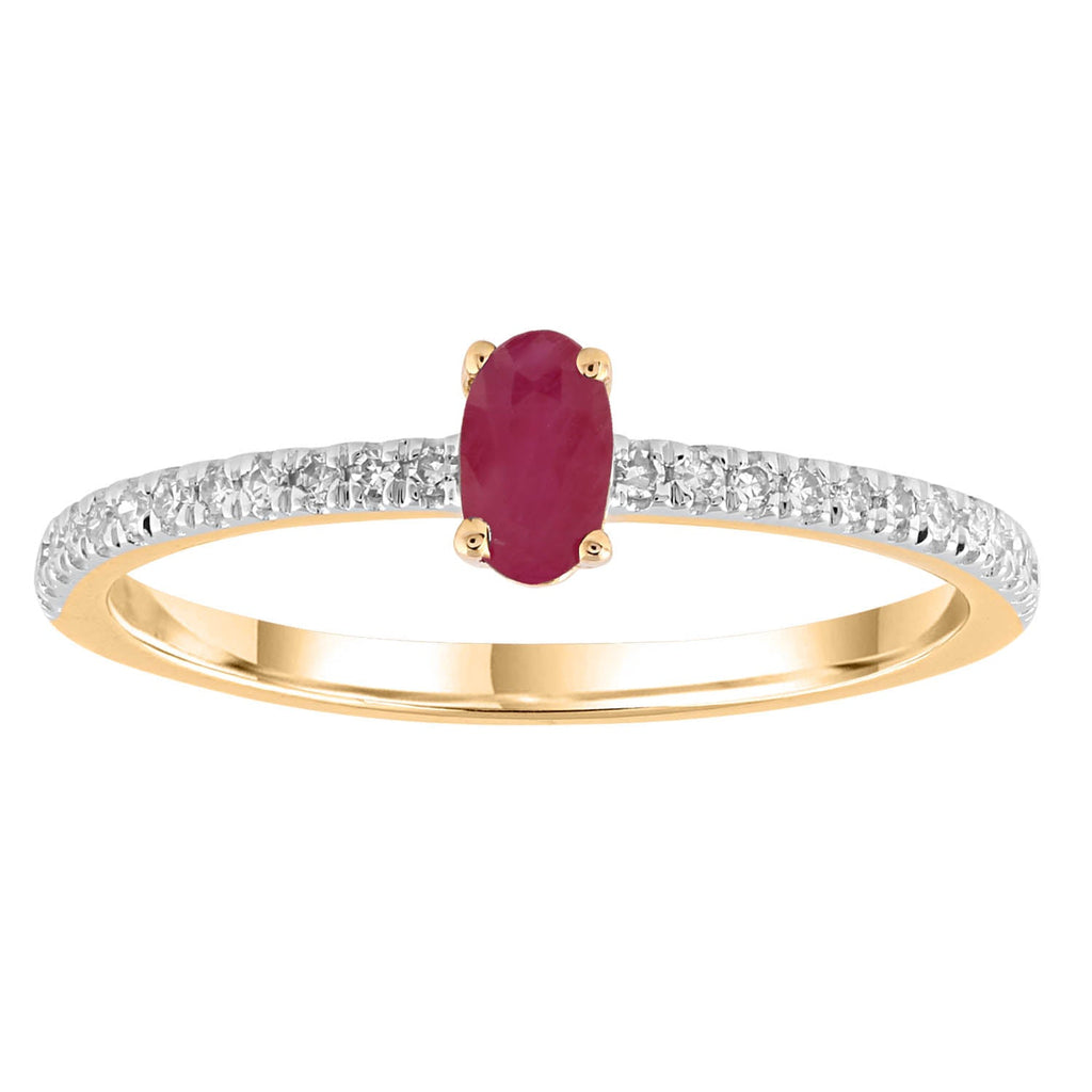 Ruby Ring with 0.12ct Diamond in 9K Yellow Gold - Penelope Kate