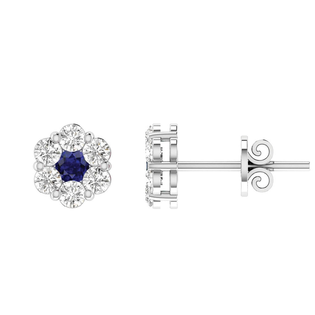 Sapphire Diamond Stud Earrings with 0.19ct Diamonds in 9K White Gold - 9WRE25GHS - Penelope Kate