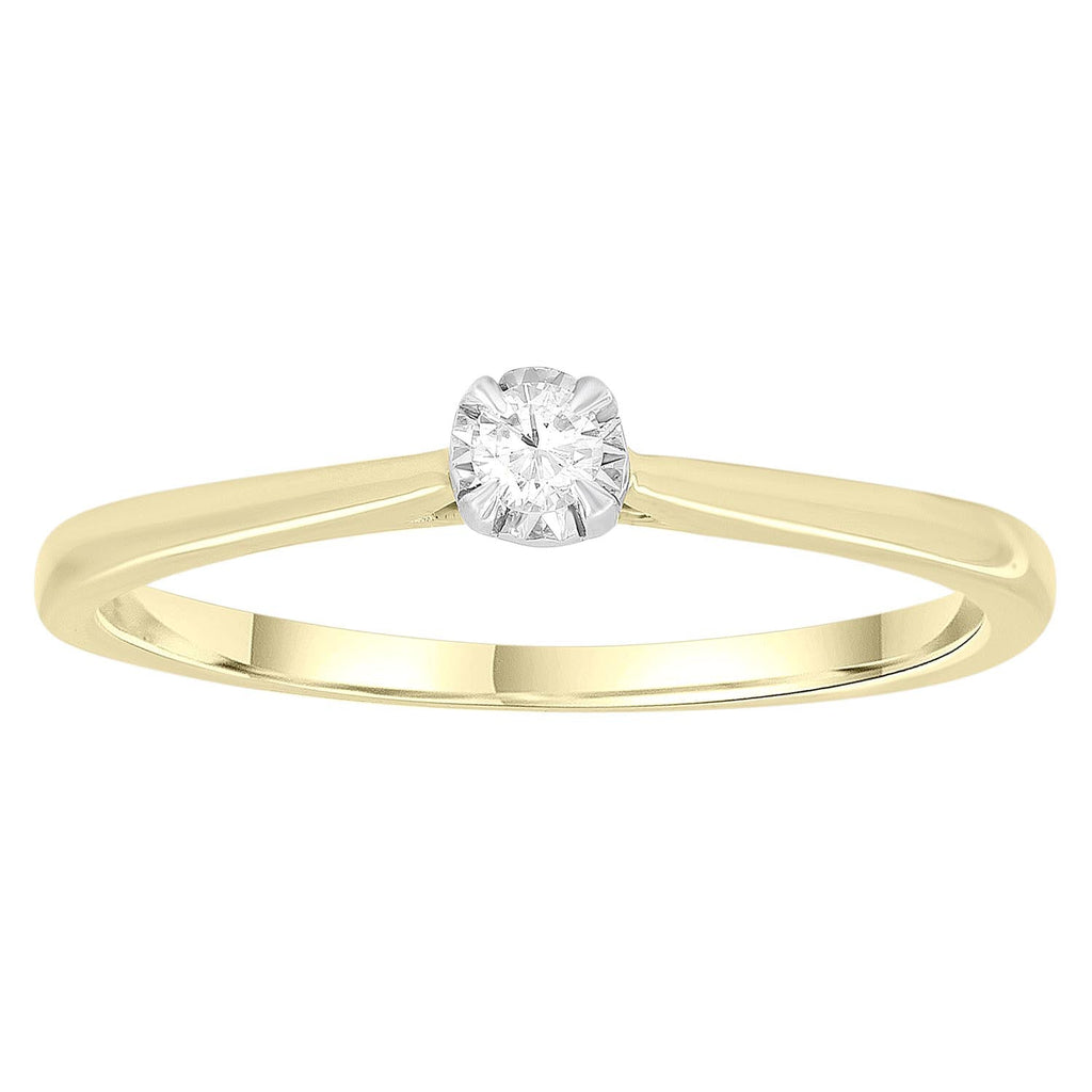 Solitaire Ring with 0.07ct Diamonds in 9K Yellow Gold - Penelope Kate
