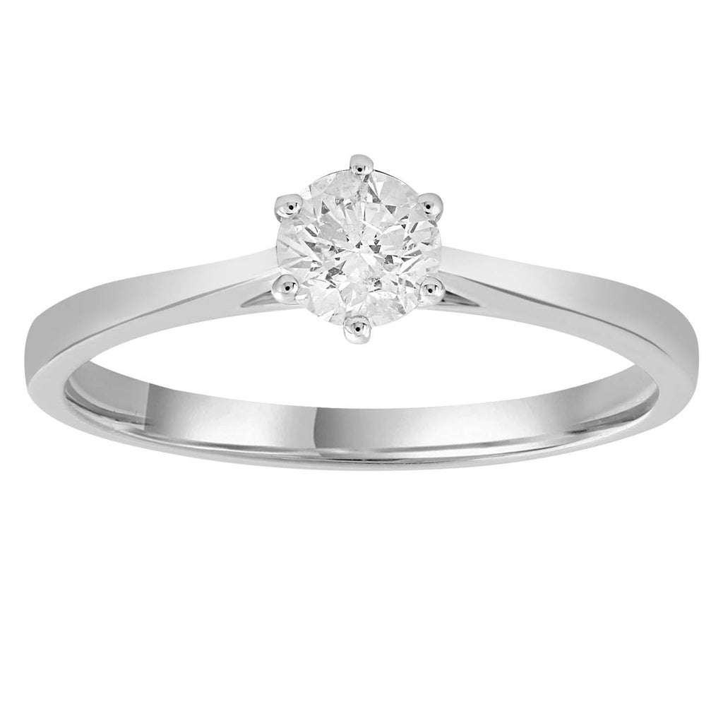 Solitaire Ring with 0.50ct Diamonds in 9K White Gold - Penelope Kate