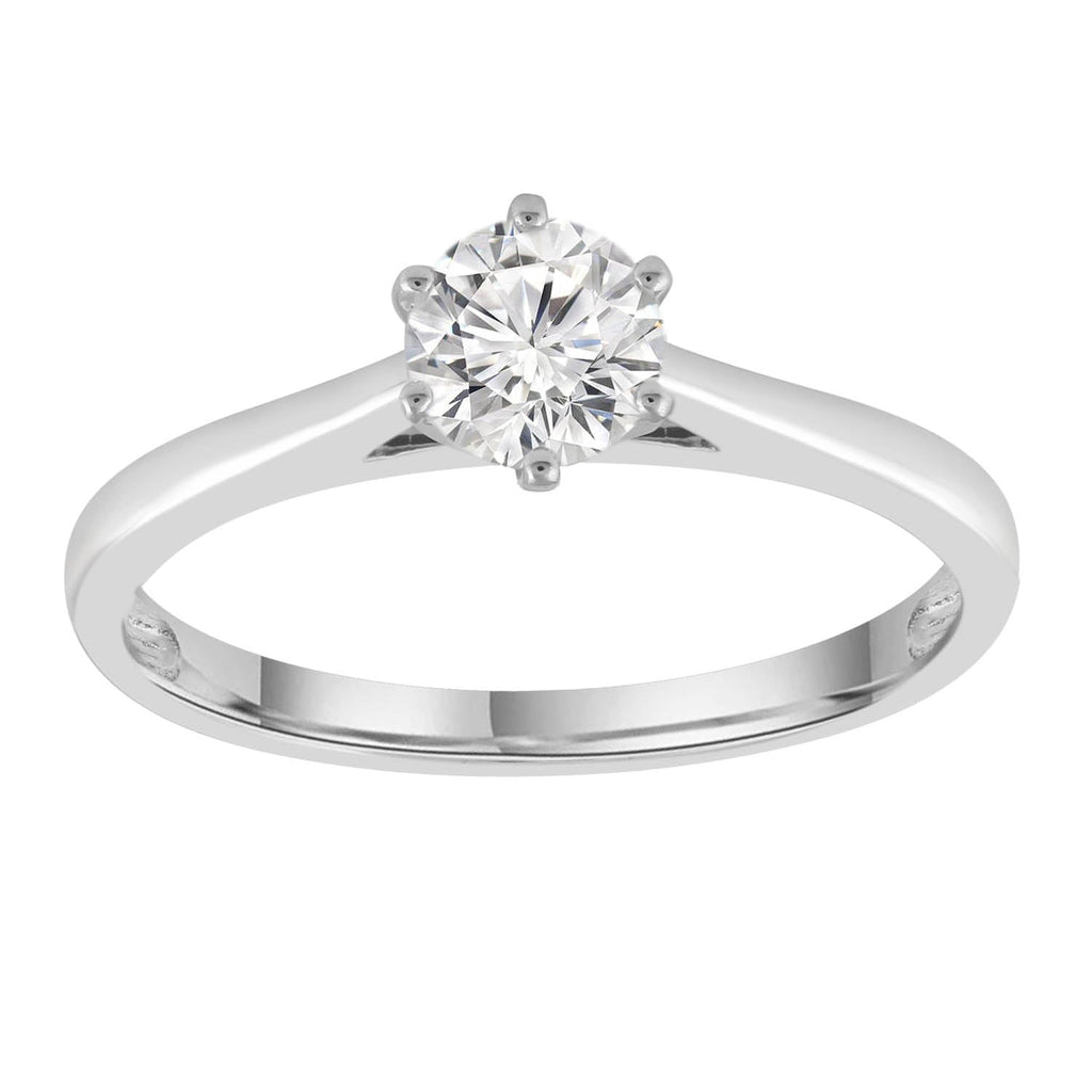 Solitaire Ring with 0.70ct Diamonds in 9K White Gold - Penelope Kate