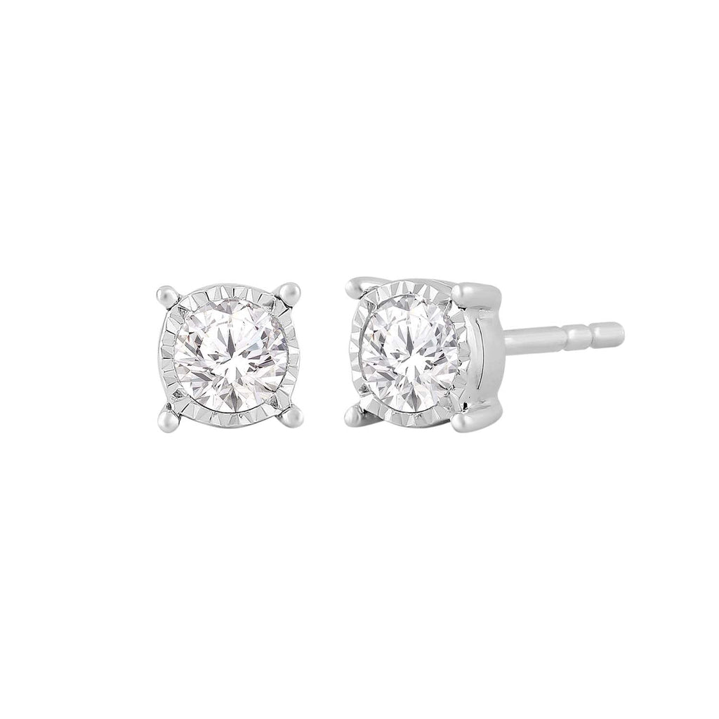 Stud Earrings with 0.10ct Diamond in 9K White Gold - Penelope Kate