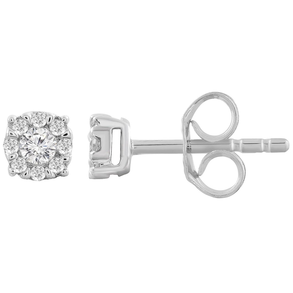 Stud Earrings with 0.15ct Diamonds in 9K White Gold - Penelope Kate