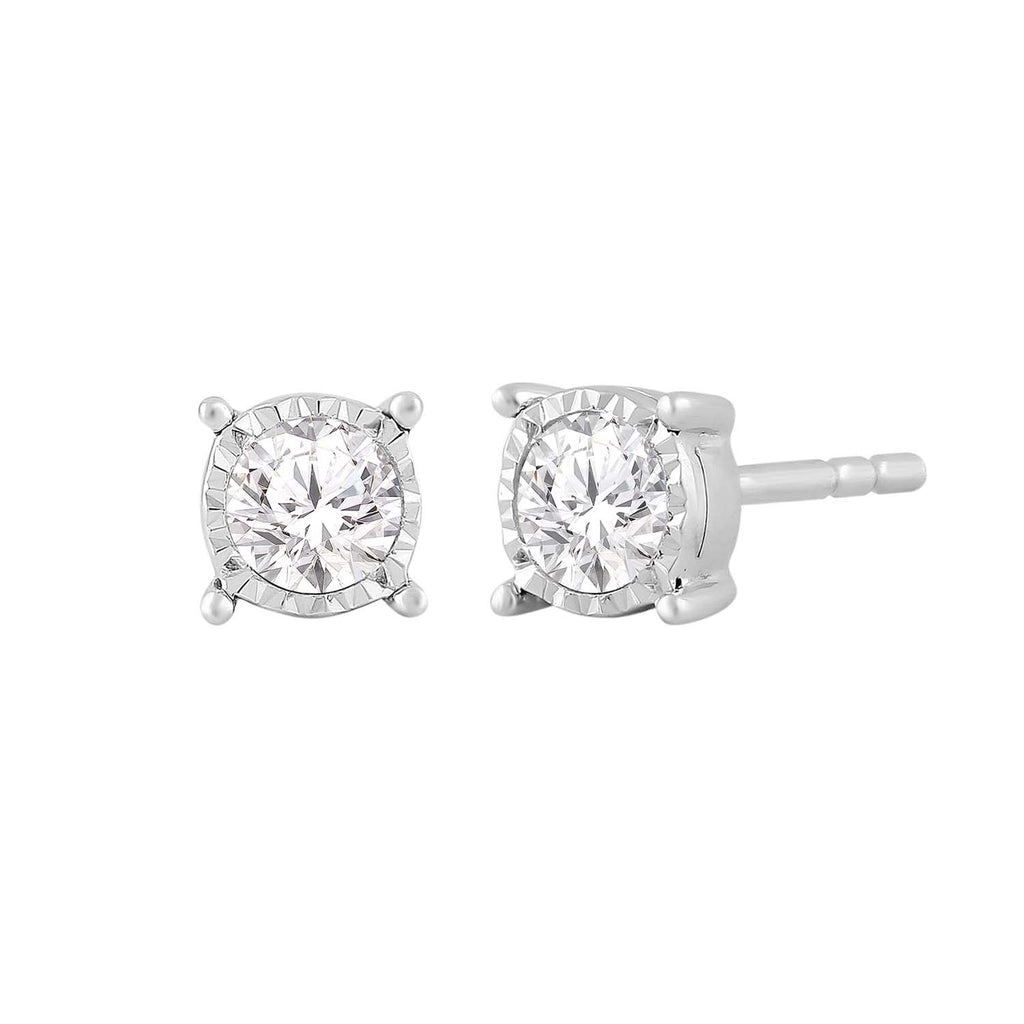 Stud Earrings with 0.25ct Diamond in 9K White Gold - Penelope Kate