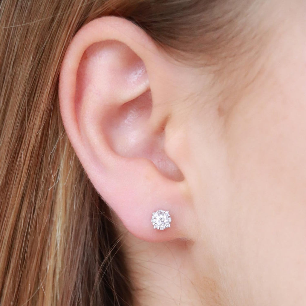 Stud Earrings with 0.25ct Diamonds in 9K White Gold - Penelope Kate