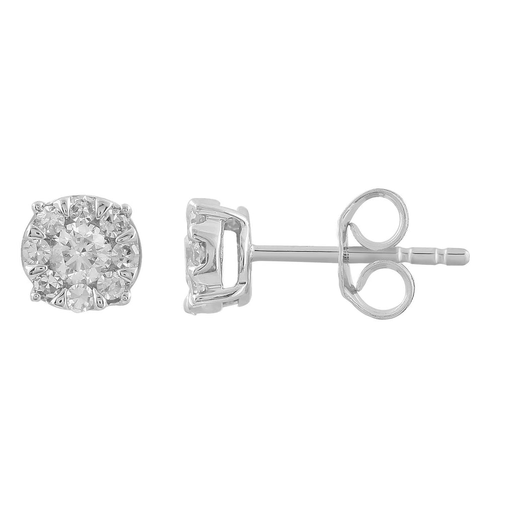 Stud Earrings with 0.25ct Diamonds in 9K White Gold - Penelope Kate