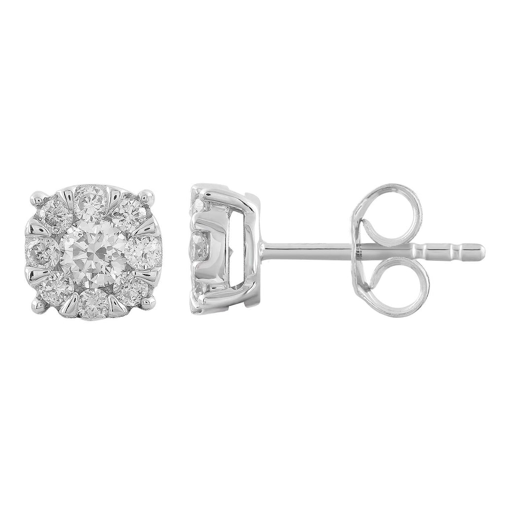 Stud Earrings with 0.50ct Diamonds in 9K White Gold - Penelope Kate