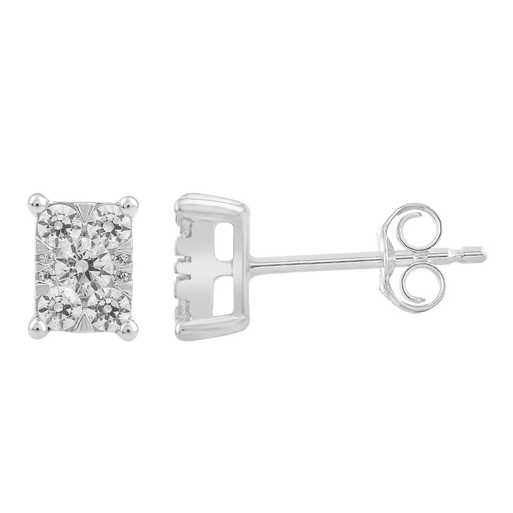 Stud Earrings with 0.50ct Diamonds in 9K White Gold - Penelope Kate