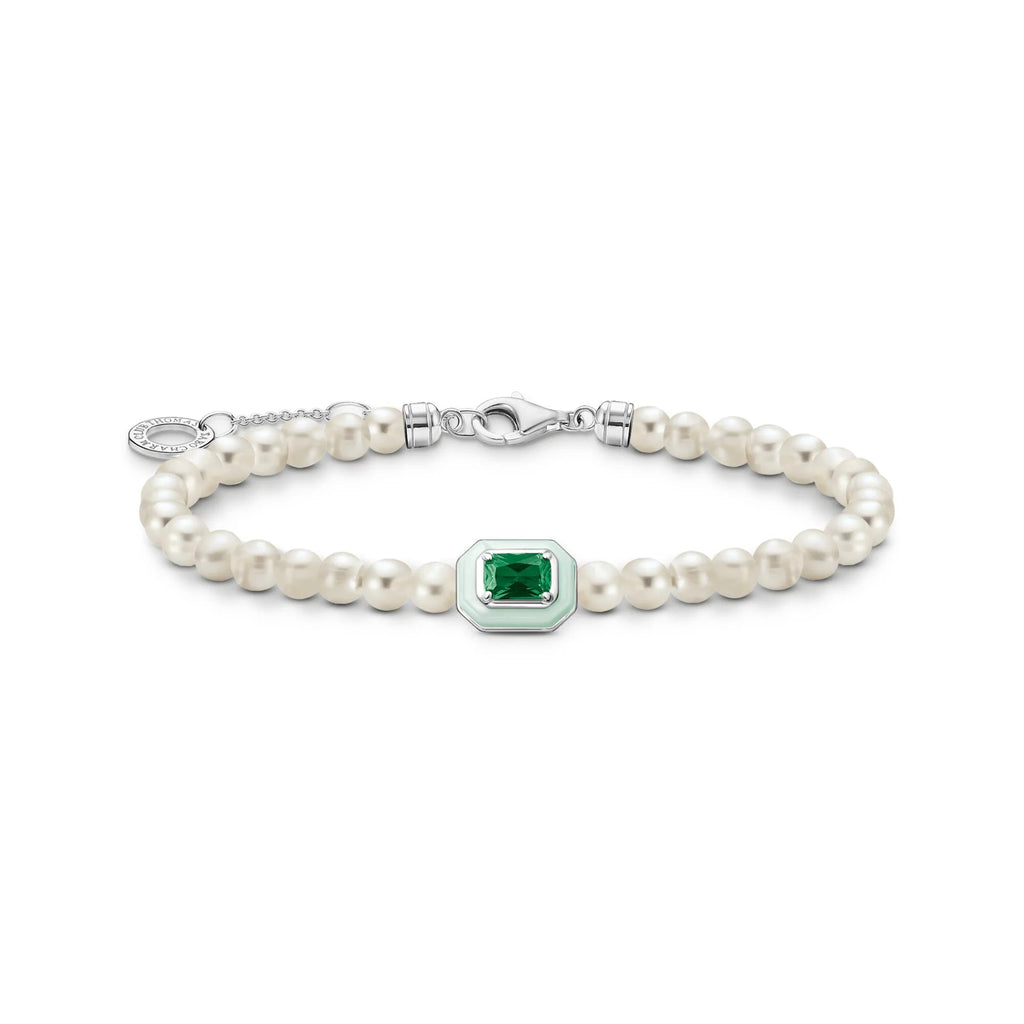 THOMAS SABO Bracelet Pearls With Green Stone - Penelope Kate