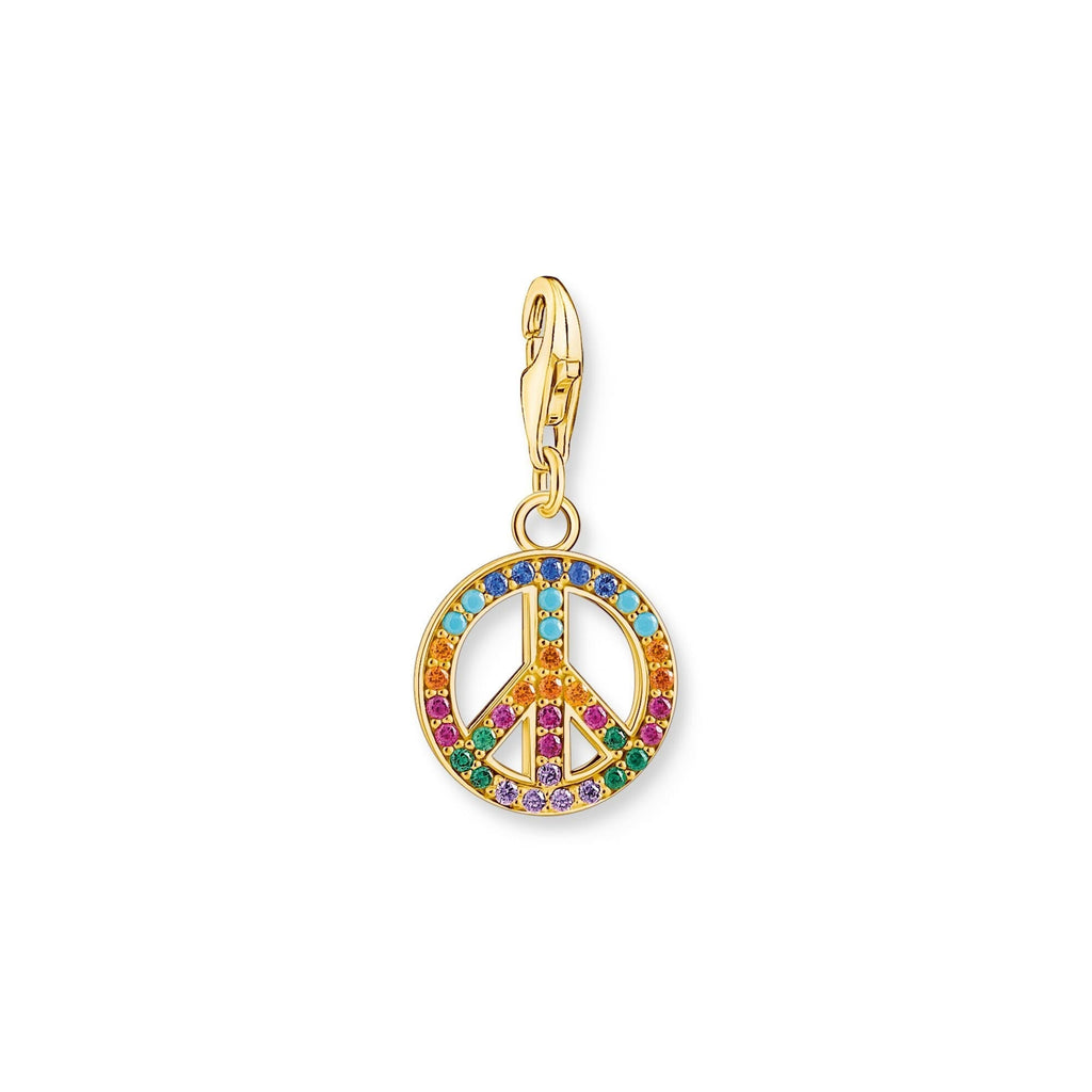 THOMAS SABO Charm pendant peace with colourful stones gold - Penelope Kate