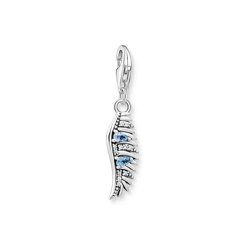 THOMAS SABO Charm pendant phoenix feather with blue stones silver - Penelope Kate