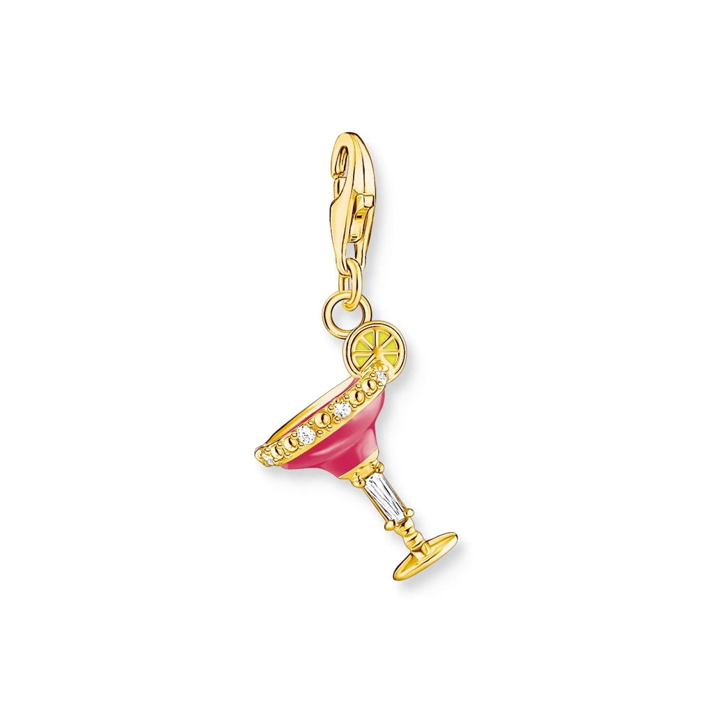 THOMAS SABO Charm Pendant Pink Cocktail Glass Gold - Penelope Kate