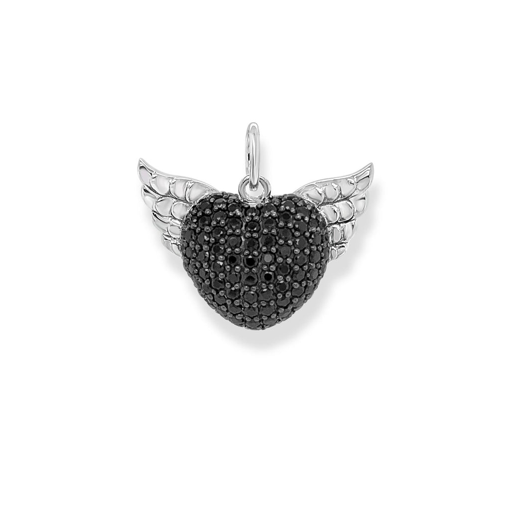 Thomas Sabo Charm Pendant Winged Heart Black Small - Penelope Kate