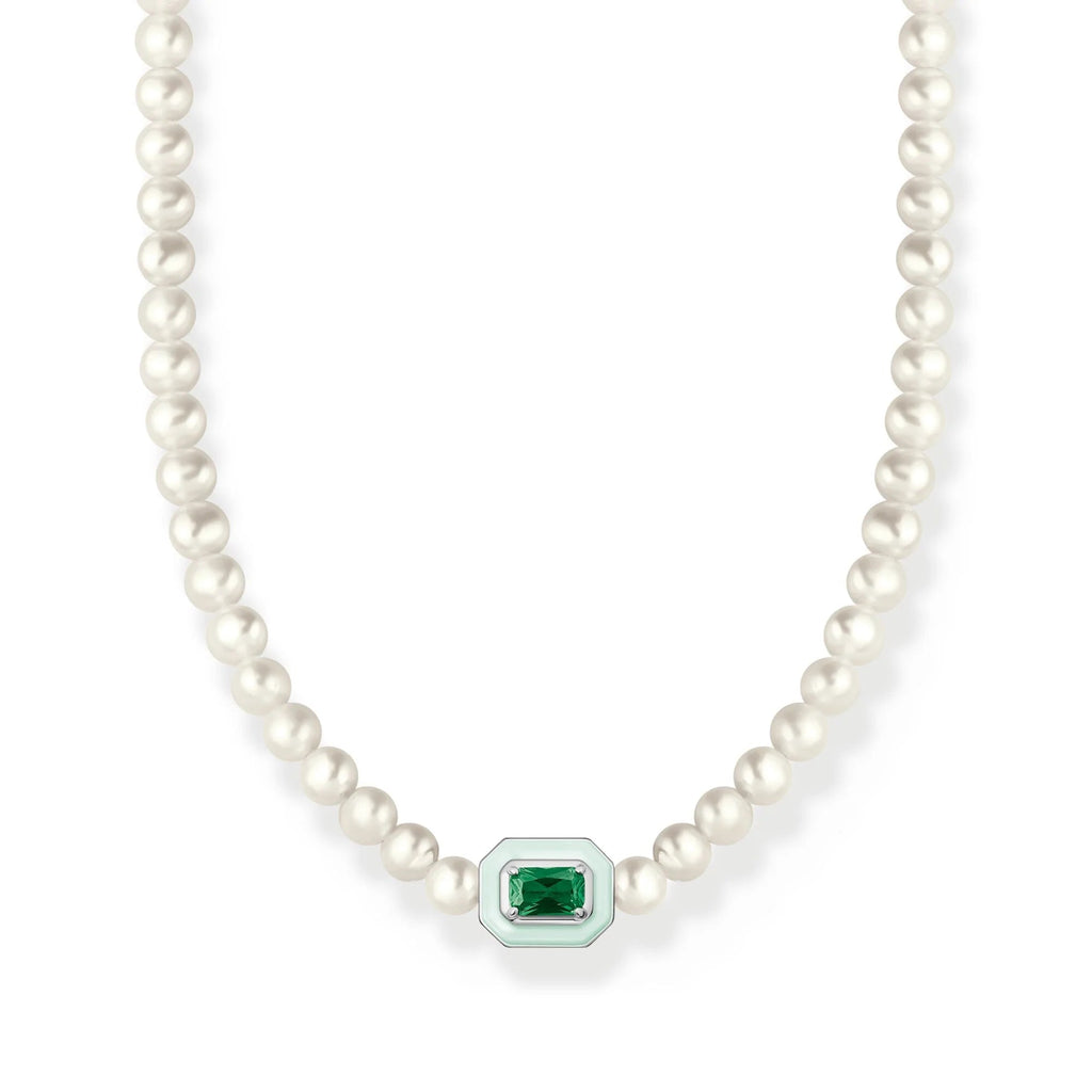 THOMAS SABO Choker Pearls With Green Stone - Penelope Kate