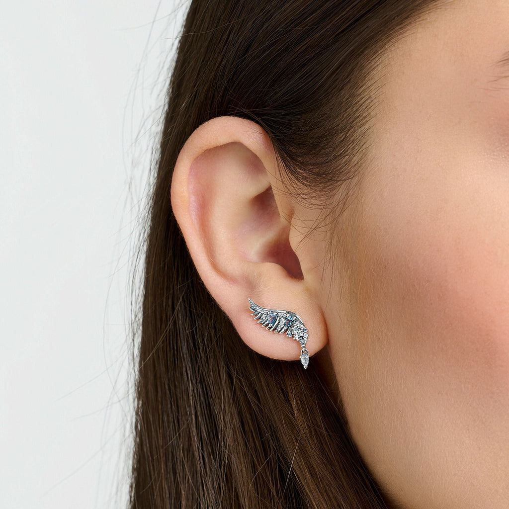 THOMAS SABO Ear studs phoenix wing with blue stones silver - Penelope Kate