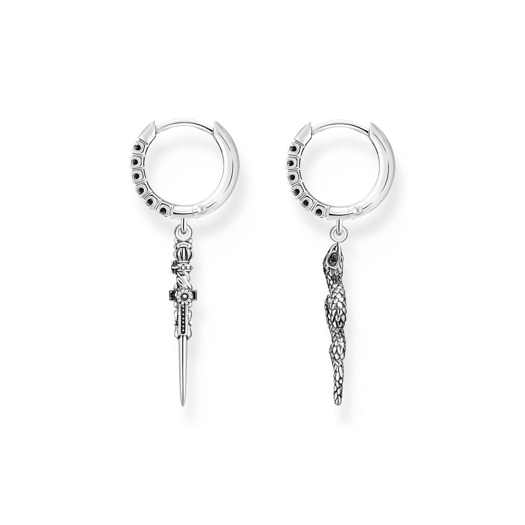 THOMAS SABO Hoop earrings blackened snake and sword - Penelope Kate