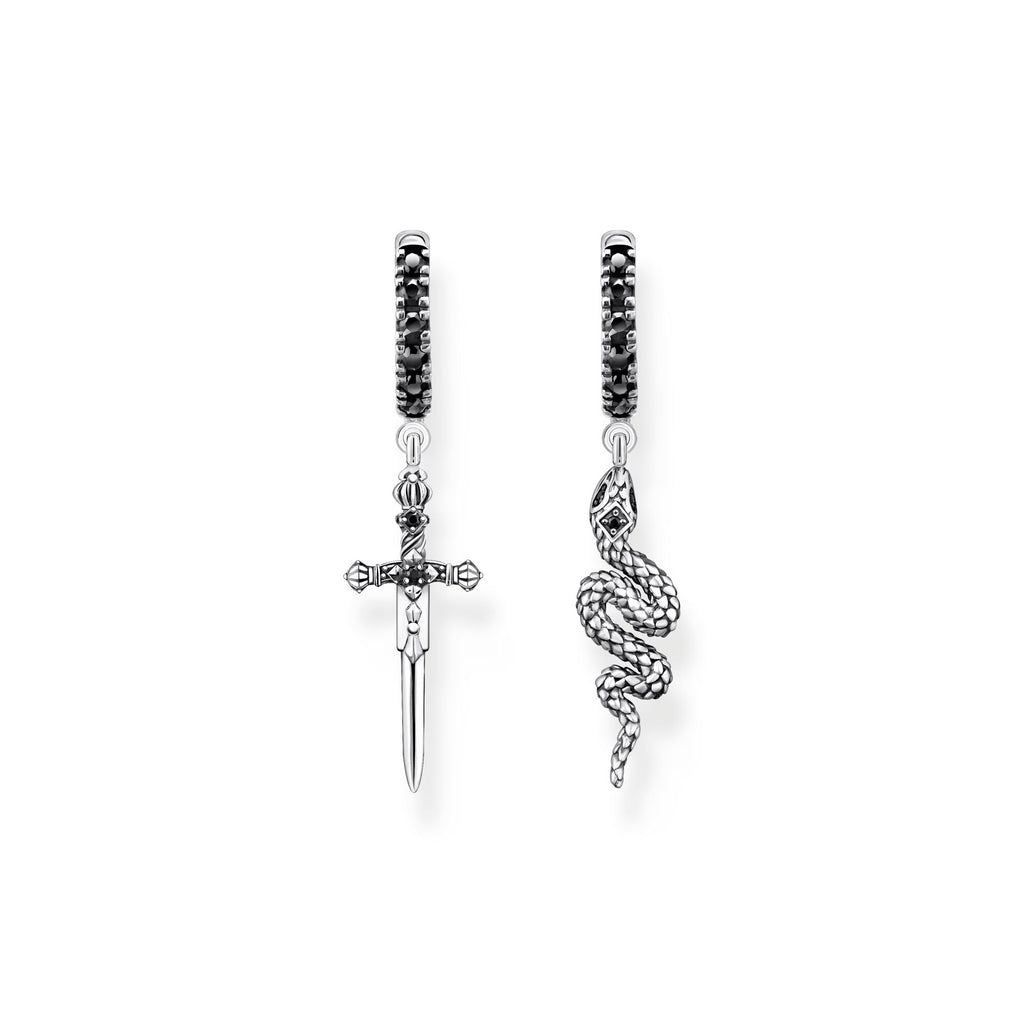 THOMAS SABO Hoop earrings blackened snake and sword - Penelope Kate