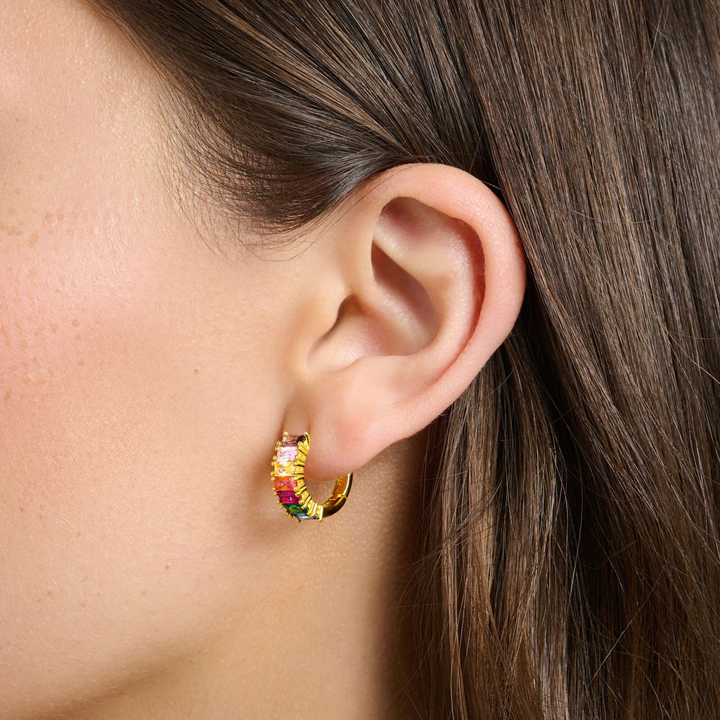 THOMAS SABO Hoop earrings colourful stones pavé gold - Penelope Kate