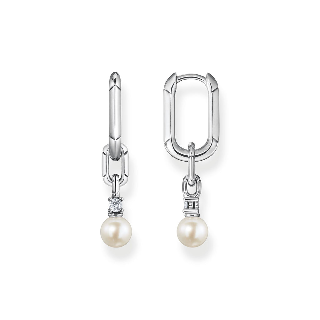 Thomas Sabo Hoop Earrings Links With Pearl Silver - Penelope Kate